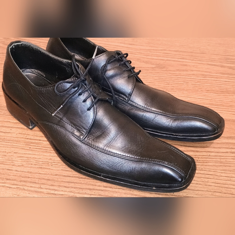 Tetri Italian Hand Made Sz 12D Black Lace Up Dress Shoes.